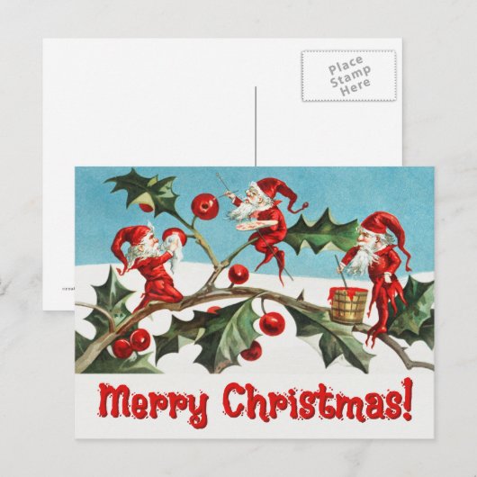  Santa Elves Feestdagenkaart (Voorkant / Achterkant)