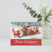  Santa Elves Merry-kerstrecro Feestdagenkaart (Staand voorkant)