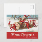  Santa Elves Merry-kerstrecro Feestdagenkaart (Voorkant / Achterkant)