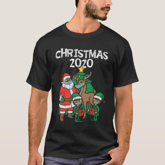 Santa Elves Reindeer in Maskerst 2020 Quaran T-shirt