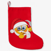 Santa Emoji Kerstmis stoppen Kleine Kerstsok (Voorkant)