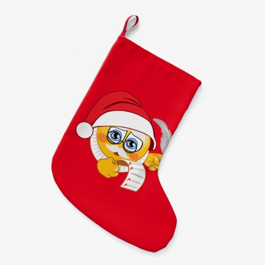Santa Emoji Kerstmis stoppen Kleine Kerstsok (Voorkant (Hangend))