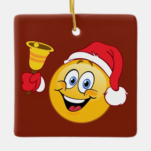 Santa Emoji met kerstversiering van de Dell Keramisch Ornament (Voorkant)