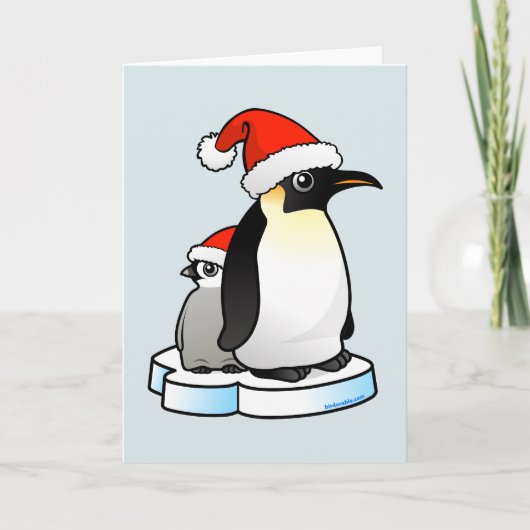 Santa Emperor Penguin Feestdagen Kaart (Voorkant)