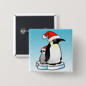 Santa Emperor Penguin Vierkante Button 5,1 Cm (Voorkant /achterkant)