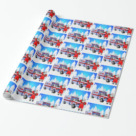 Santa EMS Ambulance Kerstmis Cadeaupapier
