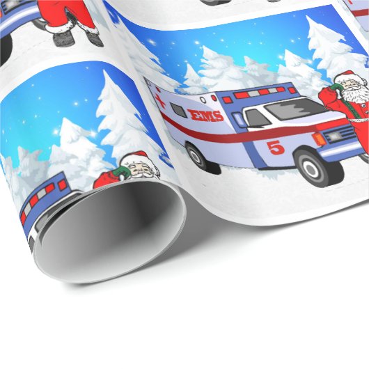 Santa EMS Ambulance Kerstmis Cadeaupapier (Rol Hoek)
