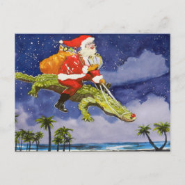 Santa en Alligator Briefkaart