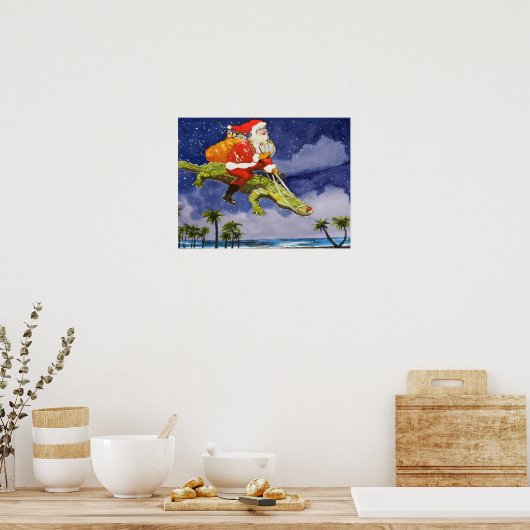 Santa en Alligator Poster (Keuken)