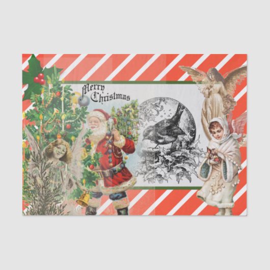 SANTA EN ANGELS RED STRIPED Tissue Paper Tissuepapier (Voorkant)