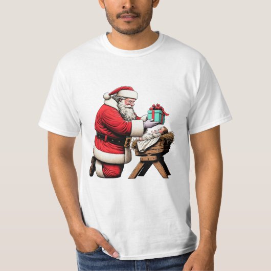 Santa en Baby Jesus T-shirt (Voorkant)