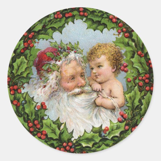  Santa en Baby Kerst sticker (Voorkant)