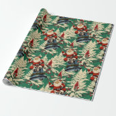  Santa en Bell Green Cadeaupapier (Uitgerold)