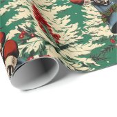 Santa en Bell Green Cadeaupapier (Rol Hoek)