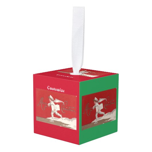 santa en boy nostalgie kerst decoratie (Voorkant hoekig)