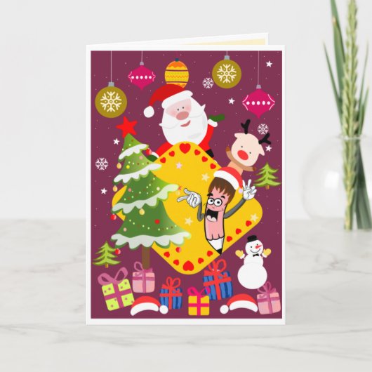 Santa en cadeaus | feestdagen kaart (Voorkant)