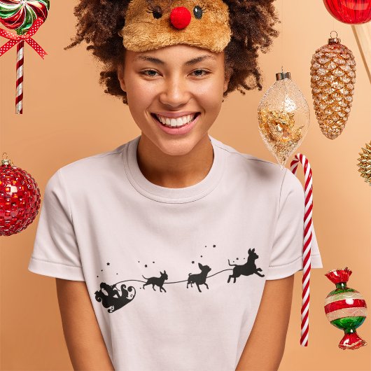 Santa en Chihuahua schaduw Kerstmis T-shirt