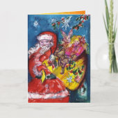 SANTA EN CHRISTMAS GIFT SACK, TOYGele Sparkles Feestdagen Kaart (Voorkant)