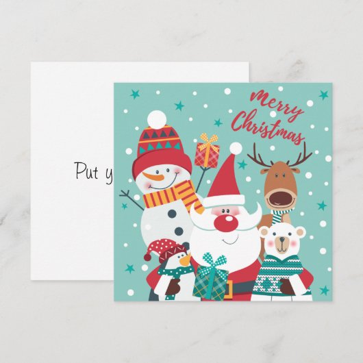 Santa en co cartoon Kaart (Voorkant / Achterkant)