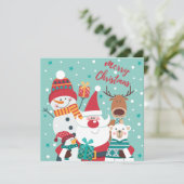 Santa en co cartoon Kaart (Staand voorkant)