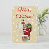 Santa en de Narrow Chimney-kerstuitnodiging Kaart (Staand voorkant)