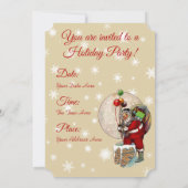 Santa en de Narrow Chimney-kerstuitnodiging Kaart (Achterkant)