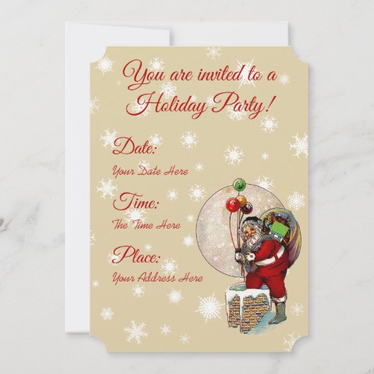 Santa en de Narrow Chimney-kerstuitnodiging Kaart (Achterkant)