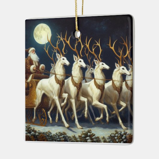 Santa en dierentuin herten keramisch ornament (Links)