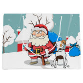 Santa en Dog  Groot Cadeauzakje (Voorkant)