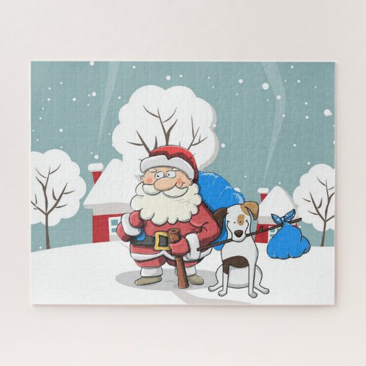 Santa en Dog Legpuzzel (Horizontaal)