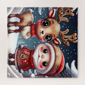 Santa en een rendier legpuzzel (Horizontaal)
