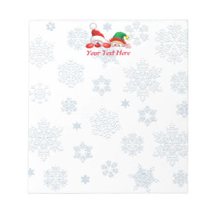 Santa en Elf Cute en grappige karakters die C piek Notitieblok