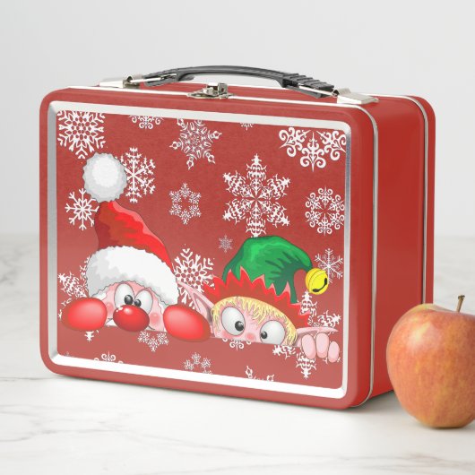 Santa en Elf Cute en grappige tekenaars die naar d (In situ)