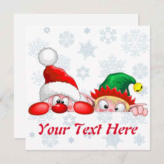 Santa en Elf Cute en grappige tekenaars die naar d (Voorkant / Achterkant)