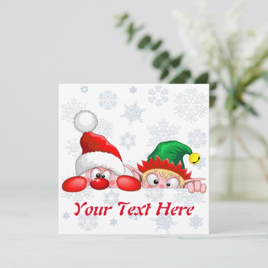 Santa en Elf Cute en grappige tekenaars die naar d (Staand voorkant)