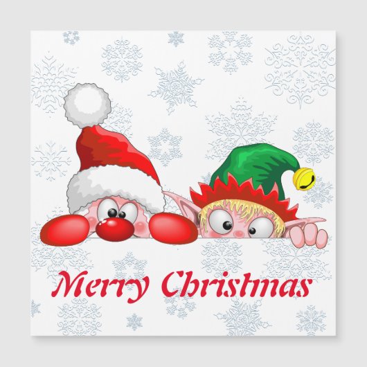 Santa en Elf Cute en grappige tekenaars die naar d (Voorkant)