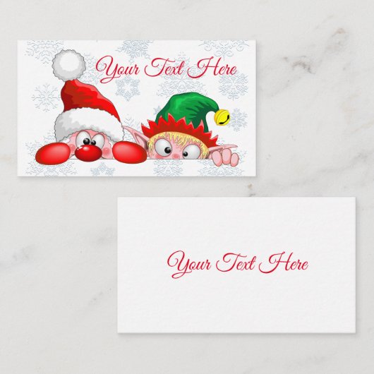 Santa en Elf Cute en grappige tekenaars die naar d Advieskaart (Voorkant / Achterkant)