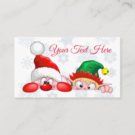 Santa en Elf Cute en grappige tekenaars die naar d Advieskaart (Voorkant)