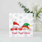 Santa en Elf Cute en grappige tekenaars die naar d Bedankkaart (Staand voorkant)