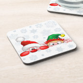 Santa en Elf Cute en grappige tekenaars die naar d Bier Onderzetter (Linkerzijde)