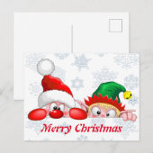 Santa en Elf Cute en grappige tekenaars die naar d Briefkaart (Voorkant / Achterkant)
