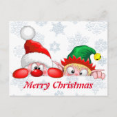 Santa en Elf Cute en grappige tekenaars die naar d Briefkaart (Voorkant)