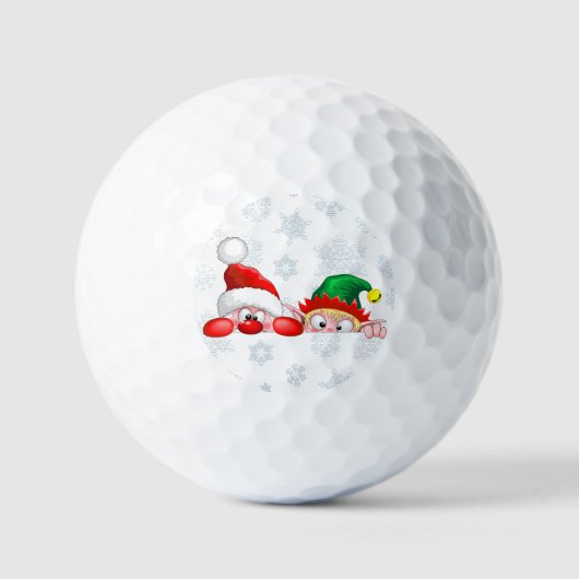 Santa en Elf Cute en grappige tekenaars die naar d Golfballen (Voorkant)