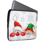 Santa en Elf Cute en grappige tekenaars die naar d Laptop Sleeve (Voorkant Rechts)