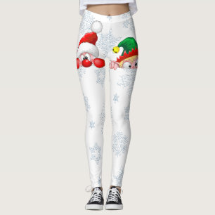 Santa en Elf Cute en grappige tekenaars die naar d Leggings