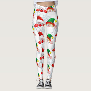 Santa en Elf Cute en grappige tekenaars die naar d Leggings
