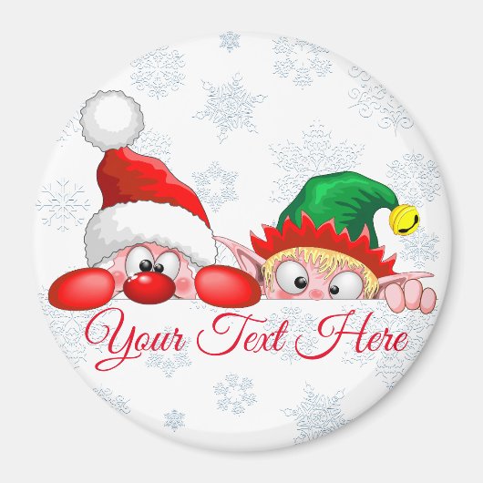 Santa en Elf Cute en grappige tekenaars die naar d Magneet (Voorkant)