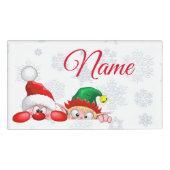 Santa en Elf Cute en grappige tekenaars die naar d Naambadge (Voorkant)