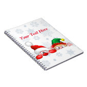 Santa en Elf Cute en grappige tekenaars die naar d Notitieboek (Rechterzijde)
