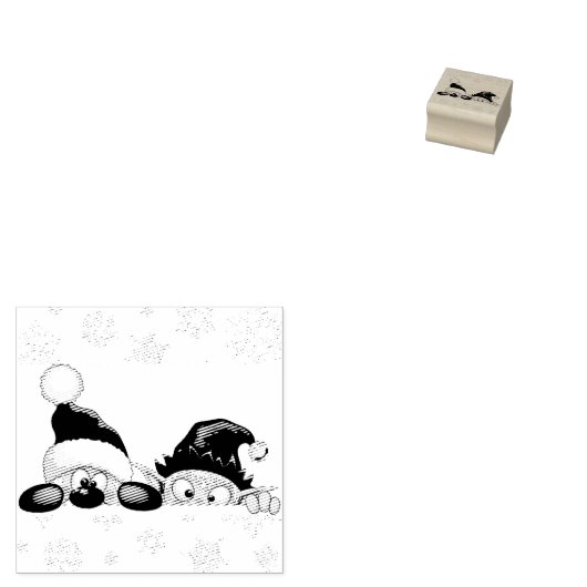 Santa en Elf Cute en grappige tekenaars die naar d Rubberstempel (Gestempeld)